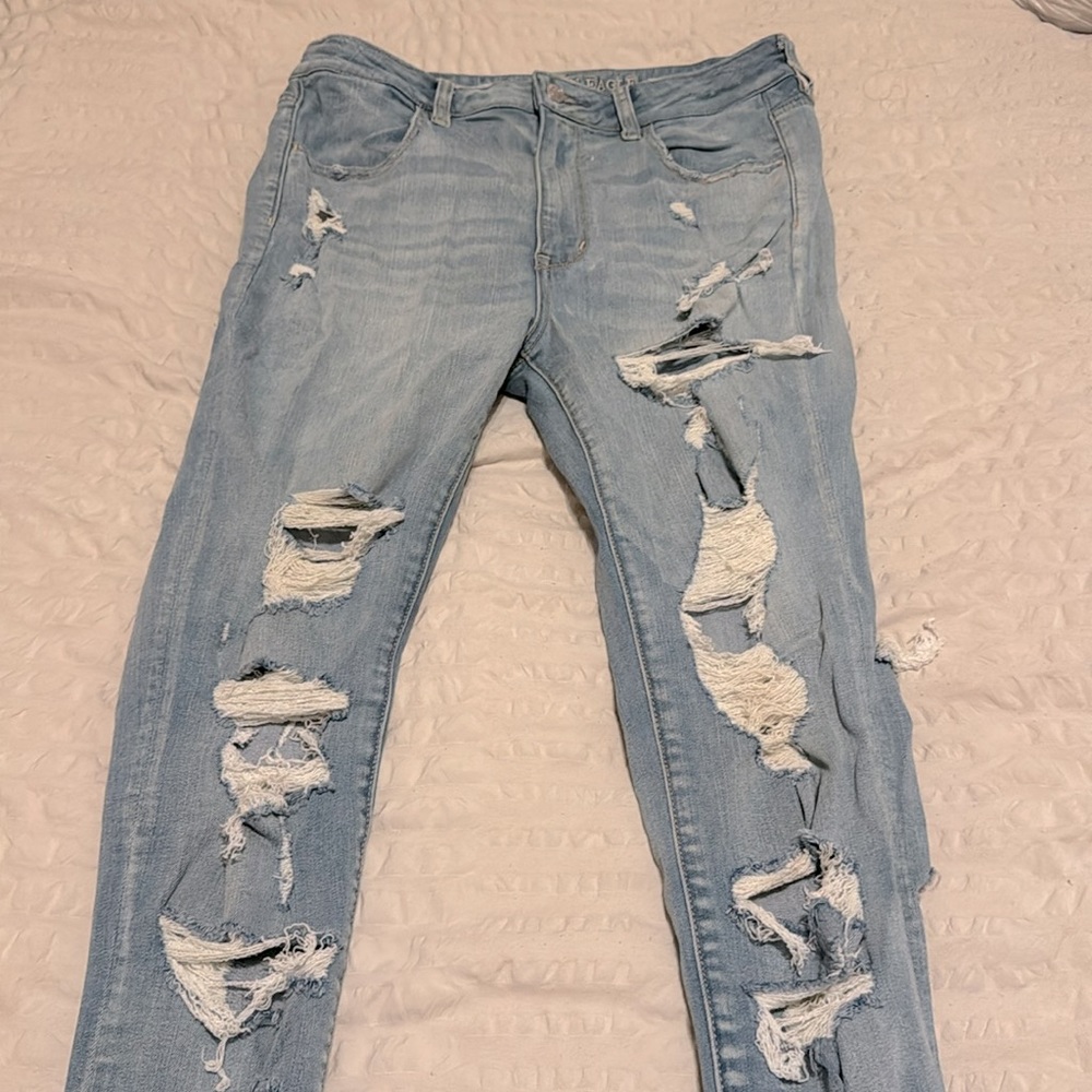 American Eagle Distressed Ripped Jeans Size 12 XLong